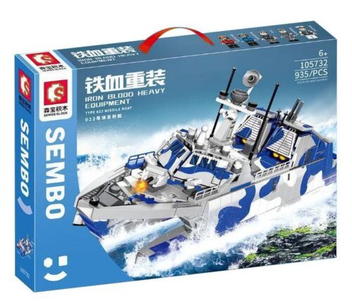 Hộp bộ lắp ráp Tàu Tên Lửa Type 022 SEMBO 105732, đồ chơi mô hình tàu chiến cho bé trai 6 tuổi, chất lượng cao, giá tốt.