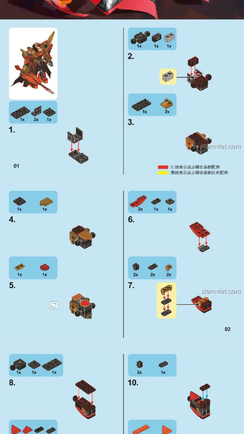 Robot Tào Tháo SEMBO 11810 hướng dẫn SEMBO 11810 Tào Tháo Vương Giả Vinh Diệu