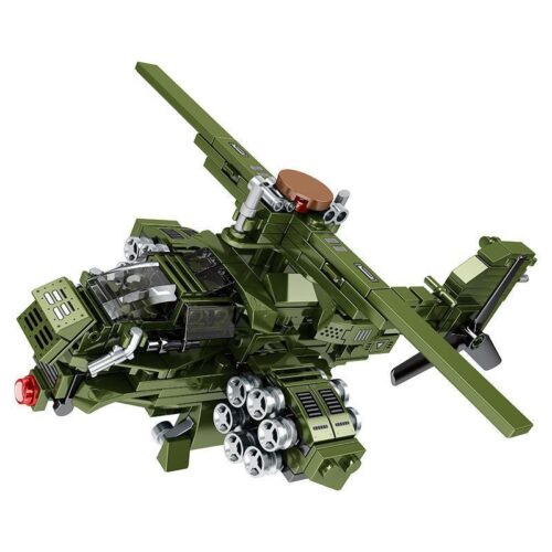 Mô hình đồ chơi lắp ráp Sembo 207010 Máy bay trực thăng vũ trang Survival Warfare nhìn từ phía trước, phù hợp cho bé trai 6 tuổi.