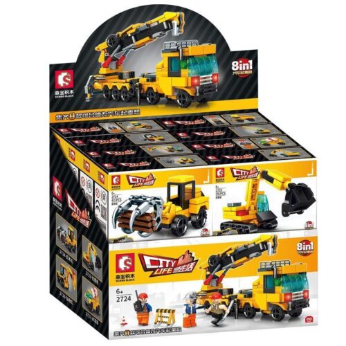 Hộp lớn bộ lắp ráp xe cẩu công trình 8 trong 1 SEMBO 2724 cho bé trai 6 tuổi, giá rẻ.