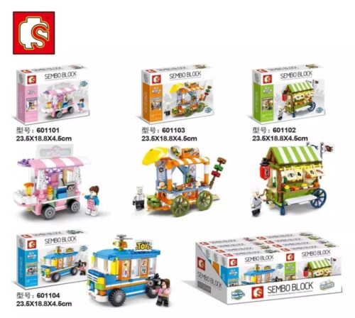 bộ lắp ghép Xe đẩy bán đồ nướng Sembo 601103. Đồ chơi xếp hình cho bé gái 6 tuổi, giá rẻ, chất lượng.
