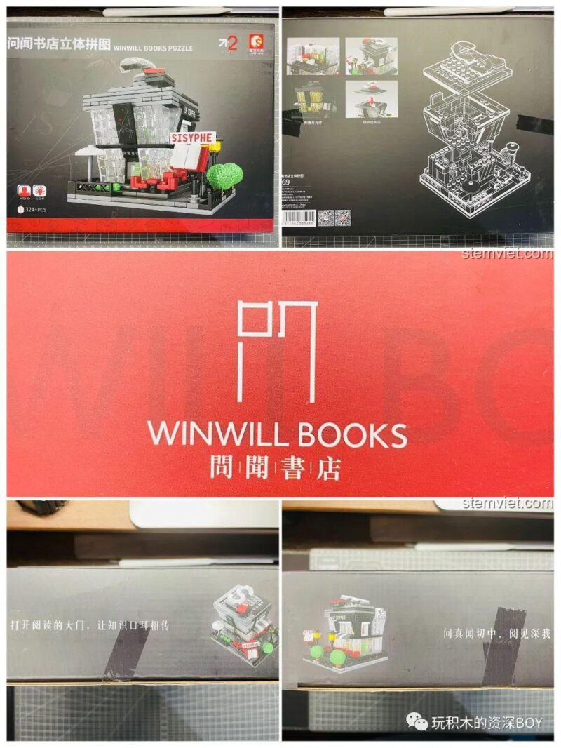 Ảnh review bộ đồ chơi lắp ghép Hiệu sách Winwill Books 1151, thể hiện chi tiết hộp và các mảnh ghép, chất lượng cao, đáng tiền.