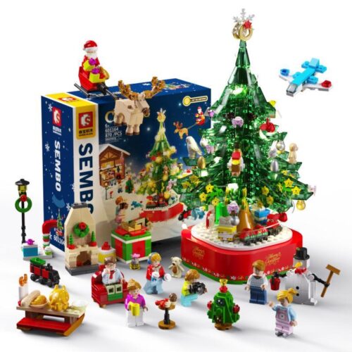 Bộ lắp ghép SEMBO 601164 Hộp Quà Tiệc Giáng Sinh với cây thông Noel và hộp nhạc, đồ chơi cho bé 8 tuổi.