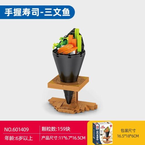 Bộ lắp ghép Sushi Cuộn Tay Cá Hồi SEMBO 601409, mô hình ẩm thực Nhật Bản độc đáo, phù hợp cho bé trai và bé gái 6 tuổi trở lên, giá tốt.