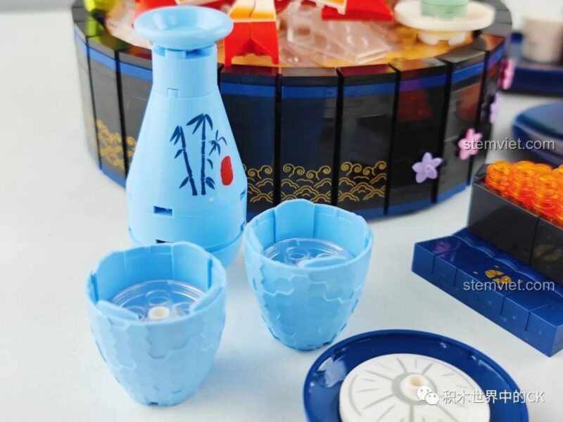 Bộ rượu Sake lắp ráp SEMBO 601414, Đồ chơi Ẩm thực Nhật Bản 414 độc đáo, bộ xếp hình Mô hình Sushi