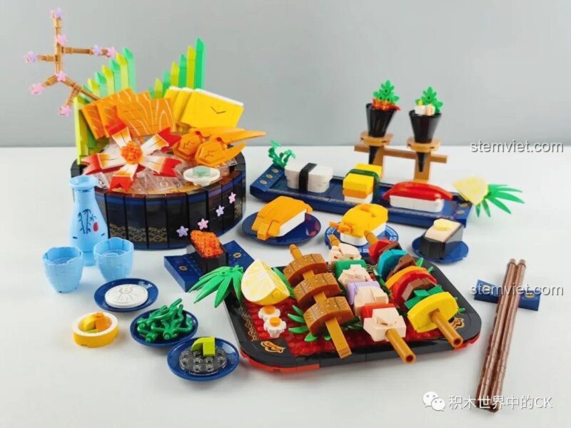 Cận cảnh Sushi trên khay SEMBO 601414, SEMBO 601414, bộ đồ chơi Đồ chơi Sushi, đồ chơi lắp ráp 1414