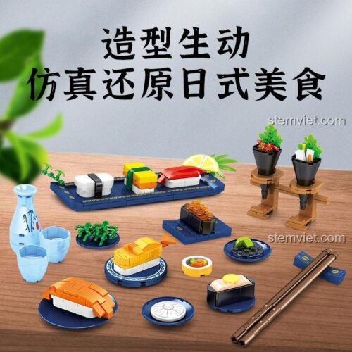 Mô hình Sushi Nhật Bản SEMBO 601414, bộ đồ chơi Đồ chơi Sushi chi tiết cao, phù hợp bé trai bé gái 6 tuổi