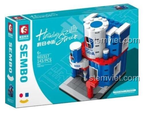 Ảnh chụp các túi chi tiết và tờ hướng dẫn của bộ lắp ghép SEMBO 601517 Cửa Hàng Nước Ngọt Vui Vẻ cho bé gái 6 tuổi.