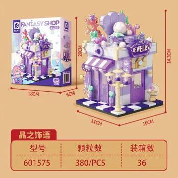 Bộ lắp ghép Cửa hàng trang sức SEMBO 601575, đồ chơi lắp ghép Tiệm trang sức pha lê, mô hình cửa hàng sắc màu góc phố chi tiết tinh xảo, cho bé gái 6 tuổi giá tốt.