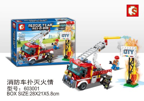 Bộ lắp ghép Xe Cứu Hỏa Sembo 603001 giá tốt cho bé trai 6 tuổi, mô hình xe cứu hỏa đội cứu hộ thành phố.
