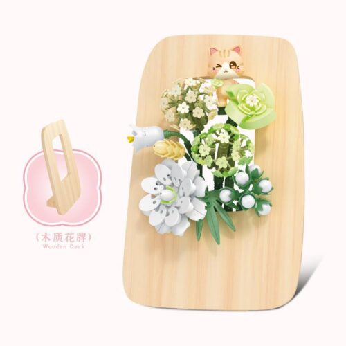 Hộp sản phẩm bộ lắp ghép Sembo 611085 Bó hoa mèo con. Món quà ý nghĩa cho bé gái, rèn luyện sự khéo léo.