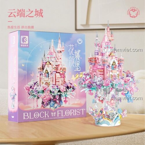 Đồ chơi lắp ráp Lâu đài cổ tích SEMBO 611105, mô hình lâu đài hoa có đèn LED, kích thích sáng tạo cho bé gái 6 tuổi.