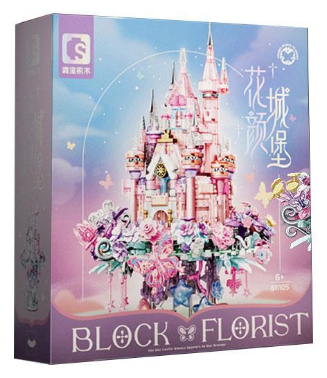 Bộ lắp ghép Lâu đài Hoa Nhan SEMBO 611105 với 822 chi tiết, màu hồng tím lãng mạn, món quà giá tốt cho bé gái 6 tuổi.