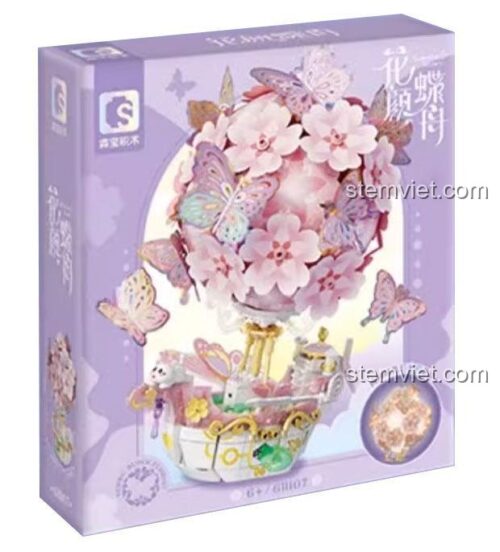 Hộp bộ lắp ghép SEMBO 611107 Thuyền Hoa Bướm Bay Bổng, đồ chơi xếp hình cho bé gái 6 tuổi, chất lượng cao