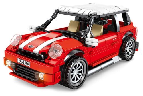 Bộ lắp ráp Xe Mini Cooper SEMBO 701503 màu đỏ trắng, đồ chơi mô hình xe thể thao Mini Cooper cho bé trai 6 tuổi, có động cơ kéo lùi, bánh xe mạ chrome, giá tốt.