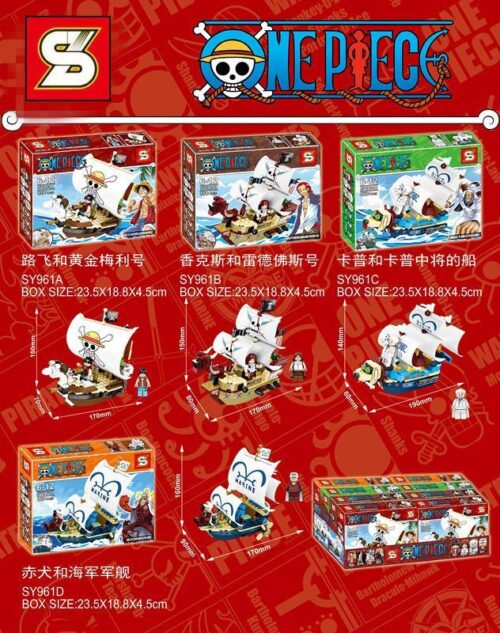Tổng hợp các bộ lắp ghép Sembo Block SY961 chủ đề One Piece, bao gồm bộ lắp ghép Thuyền Going Merry SY961A cho bé trai 6 tuổi giá rẻ.