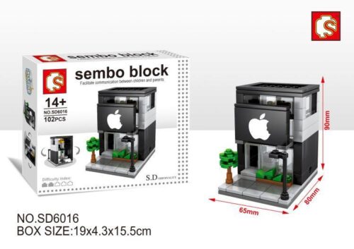 Bộ lắp ghép Sembo SD6016 mô hình Cửa hàng Apple Store mini, đồ chơi xây dựng cho con trai 14 tuổi. Hộp và mô hình đã lắp ráp hoàn chỉnh.