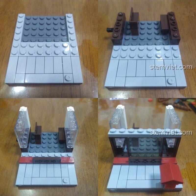 Các bước lắp ráp đầu tiên của bộ xếp hình Sembo 6039 Tiệm mì Ramen Nhật Bản.