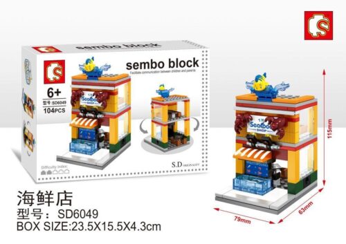 bộ lắp ghép Cửa Hàng Hải Sản Sembo SD6049 giá rẻ cho bé gái 6 tuổi. Mô hình Tiệm Hải Sản Mini với thiết kế chi tiết, màu sắc bắt mắt.