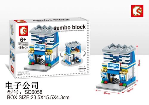 Bộ lắp ghép Sembo SD6058 Cửa hàng điện tử Philips mini, đồ chơi xếp hình sáng tạo cho bé trai và bé gái 6 tuổi, giá rẻ.