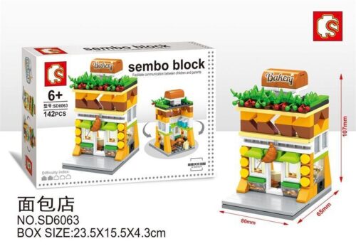 Bộ lắp ghép Tiệm bánh mì Sembo SD6063, đồ chơi xếp hình giá rẻ cho bé gái 6 tuổi, mô hình cửa hàng bánh ngọt với 142 chi tiết.