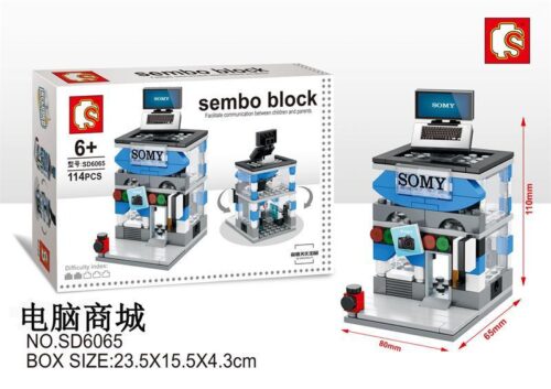 bộ lắp ghép Cửa hàng máy tính mini Sembo SD6065 cho bé trai 6 tuổi. Mô hình cửa hàng đồ công nghệ giá rẻ với 114 chi tiết.