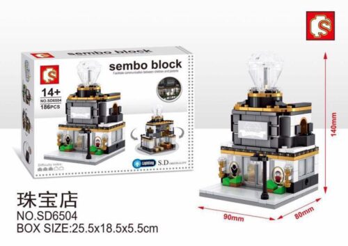 bộ lắp ghép Cửa Hàng Trang Sức Mini Sembo SD6504 cho con gái 14 tuổi, giá rẻ. Mô hình có đèn LED.
