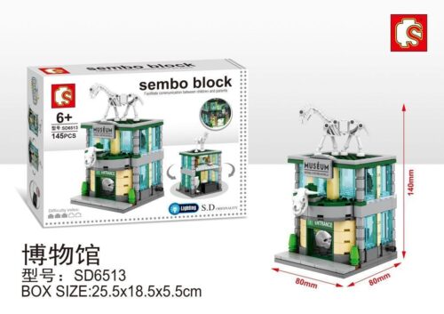 bộ lắp ráp Bảo tàng Lịch sử Tự nhiên Sembo SD6513 cho bé 6 tuổi, giá rẻ. Mô hình có bộ xương khủng long và đèn LED.