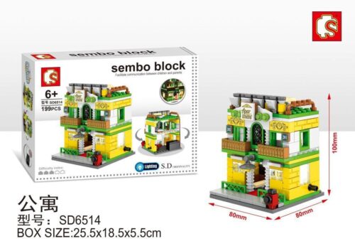 Bộ lắp ghép Tòa nhà Căn Hộ Mini Sembo SD6514 với 199 mảnh, có đèn LED, dành cho bé gái 6 tuổi. Mua ngay giá tốt.