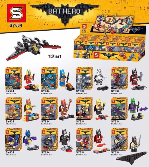 Bộ lắp ráp Sheng Yuan SY634 Bat Hero - Sưu tập 12 minifigure Người Dơi độc đáo và lắp thành máy bay Batwing. Đồ chơi cho bé trai 6 tuổi, giá rẻ.