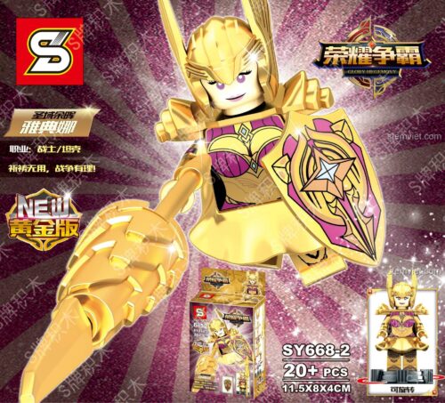 Toàn bộ bộ sưu tập 8 minifigure Sheng Yuan SY668 Vương Giả Vinh Diệu phiên bản vàng, bao gồm cả nhân vật Athena Thánh Vực Dư Huy SY668-2.