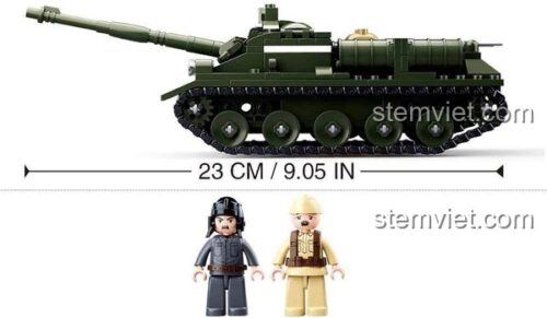đồ chơi mô hình Sluban M38B0686, kích thước xe tăng BT-7 23cm, có 2 minifigure lính, đồ chơi xây dựng cho bé trai, chất lượng cao.