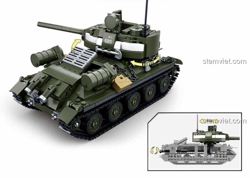 Mô hình xe tăng siêu nhỏ tankette quân sự màu sa mạc của Sluban.