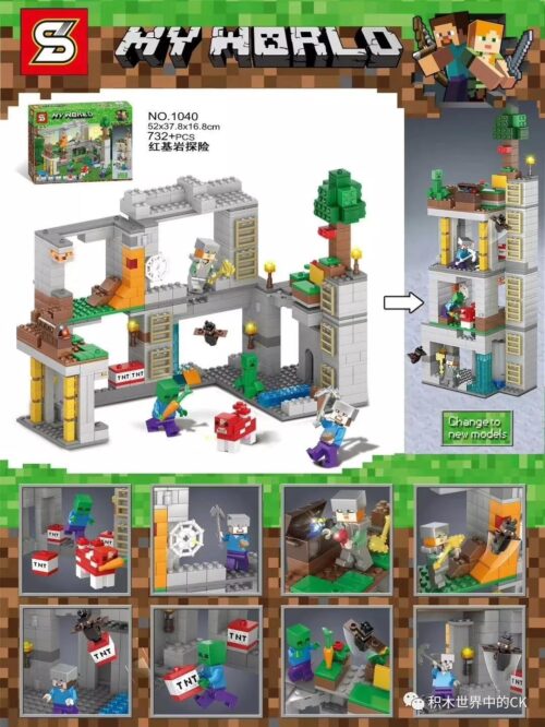 Bộ lắp ráp Hang động Minecraft SY 1040 cho bé trai 6 tuổi, giá rẻ. Mô hình chi tiết với Steve, Alex và Creeper.