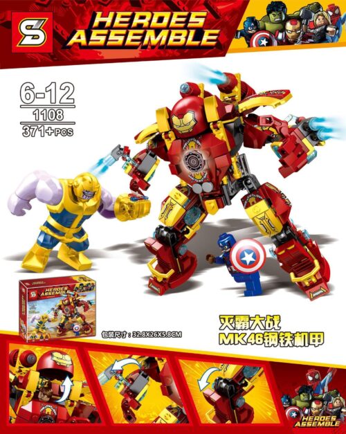 Bộ lắp ghép SY 1108 Người Sắt MK46 Đại Chiến Thanos 371 mảnh ghép, đồ chơi lắp ráp Robot Người Sắt cho bé trai 6 tuổi, giá rẻ