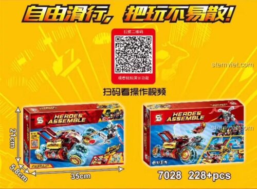 Hộp đồ chơi mô hình Sheng Yuan 7028 xe chiến đấu của Người Sắt, 228 chi tiết.