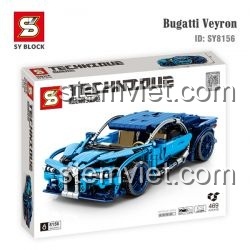 Mô hình đồ chơi lắp ráp siêu xe Bugatti Chiron SY 8156 màu xanh dương cho bé trai 6 tuổi, giá rẻ