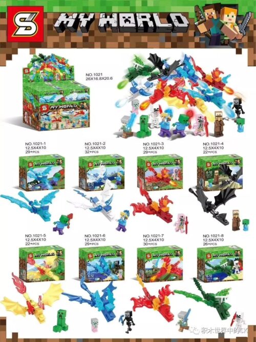 Tổng hợp bộ lắp ráp Rồng Minecraft SY SY1021 giá rẻ cho bé trai 6 tuổi. Gồm 8 mẫu rồng và nhân vật Minecraft khác nhau.