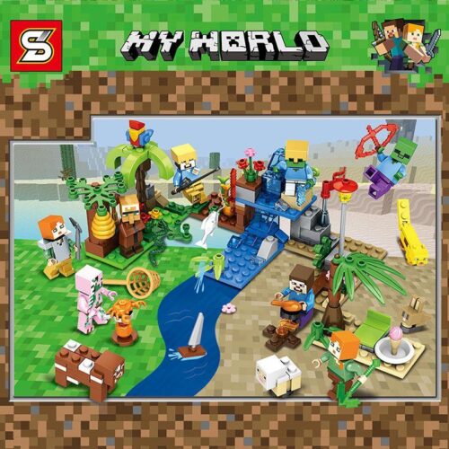Bộ lắp ghép Thế giới Minecraft SY693-1 SY, đồ chơi lắp ráp Phong cảnh Minecraft cho bé trai 6 tuổi, giá tốt, tái hiện thế giới khối vuông Minecraft với 8 kiểu lắp độc đáo.