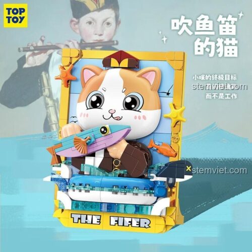 Mô hình Mèo Thổi Sáo TOP TOY TC1511 chi tiết, bộ xếp hình nghệ thuật cho trẻ em 6 tuổi, chất lượng cao.