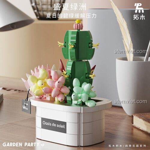 Mô hình cây cảnh TUOMU T6002 đồ chơi lắp ráp, ốc đảo xanh mát, cho bé gái 6 tuổi