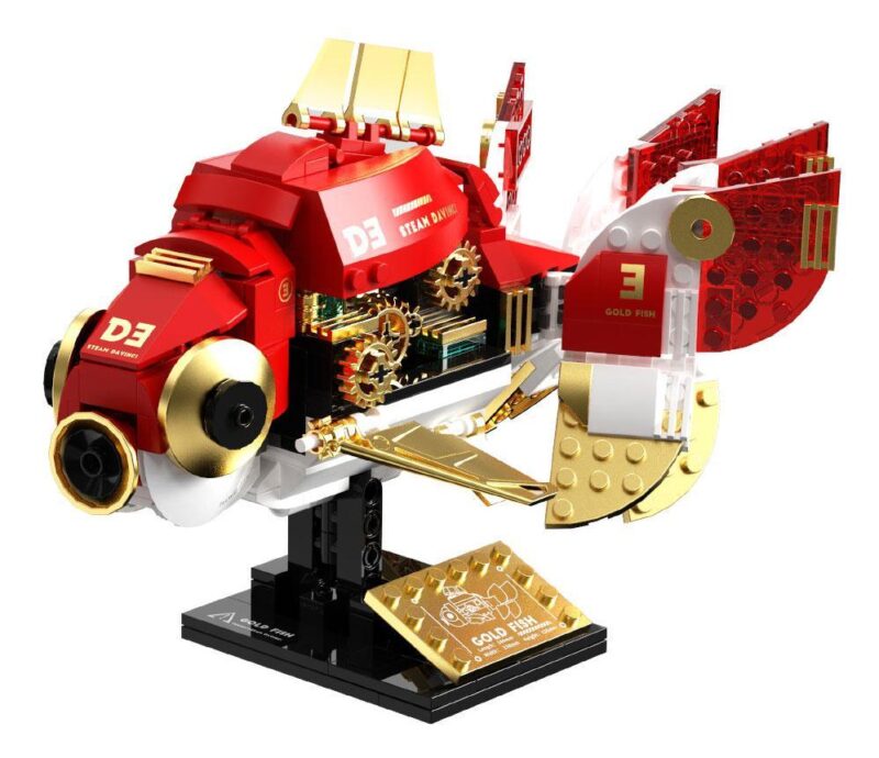 bộ lắp ráp Cá Vàng Ryukin Đỏ Tuomu T7004, mô hình nghệ thuật steampunk cho người lớn 14 tuổi.