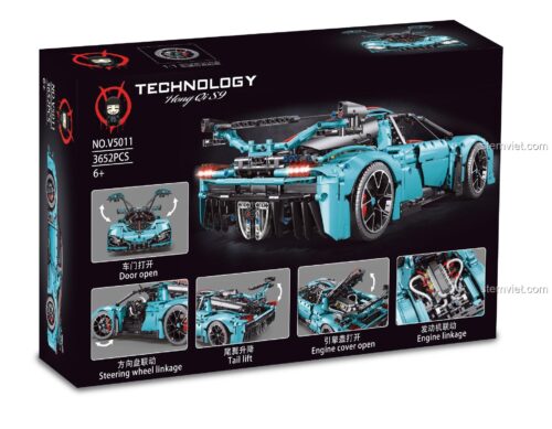 Các tính năng của đồ chơi mô hình V Brand 5011 Hypercar Hồng Kỳ S9: cửa mở, vô lăng và động cơ liên kết bánh xe, cánh gió nâng hạ.
