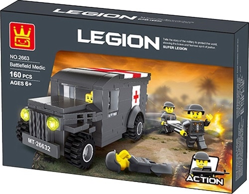 Bộ lắp ghép Wange 2663 Xe Cứu Thương Chiến Trường LEGION 160 mảnh cho bé trai 6 tuổi, đồ chơi mô hình quân sự giá tốt