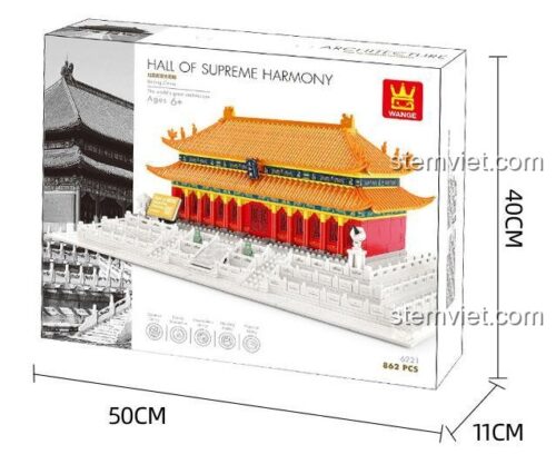 Mô hình Điện Thái Hòa Wange 6221 kích thước chi tiết, bộ lắp ghép Tử Cấm Thành 862 mảnh, đồ chơi xây dựng cho trẻ 6 tuổi, giá tốt