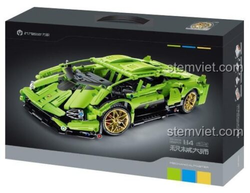 Hình ảnh chi tiết bộ lắp ráp Siêu xe Lamborghini Wanzhi 9808 màu xanh lá cây, tỉ lệ 1:14, một món đồ chơi mô hình hấp dẫn cho con trai.