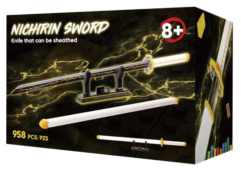 Hộp sản phẩm bộ lắp ráp kiếm Nichirin của Zenitsu We Game Coming 66012, đồ chơi mô hình cho con trai 8+ tuổi.