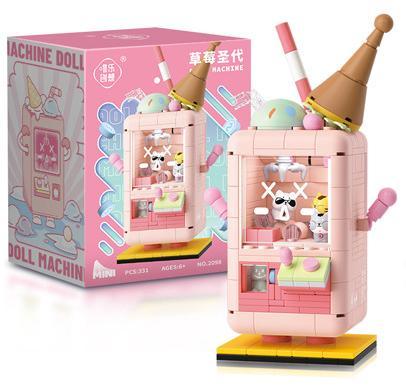Bộ lắp ghép Weile Creative 2098 Máy gắp thú biến hình Kem Dâu giá rẻ, đồ chơi lắp ráp Máy gắp thú mini cho bé gái 6 tuổi, mô hình máy gắp thú chất lượng cao.