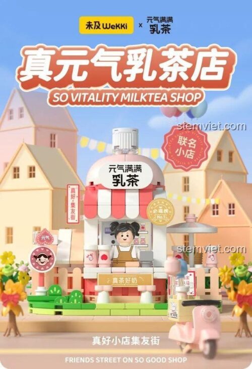 Hộp bộ lắp ghép Wekki 506050 Cửa hàng trà sữa So Vitality, đồ chơi xây dựng quán trà sữa dễ thương cho bé gái 6 tuổi, giá tiết kiệm