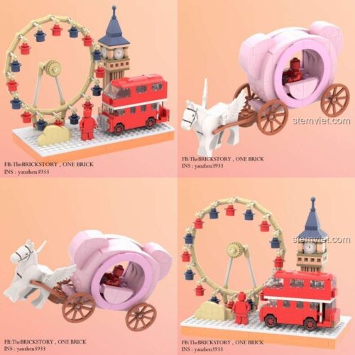 Hộp bộ lắp ráp Wekki 516001 Teddy Bear Collection Câu chuyện hoa anh đào và bộ London, đồ chơi mô hình cho bé gái.